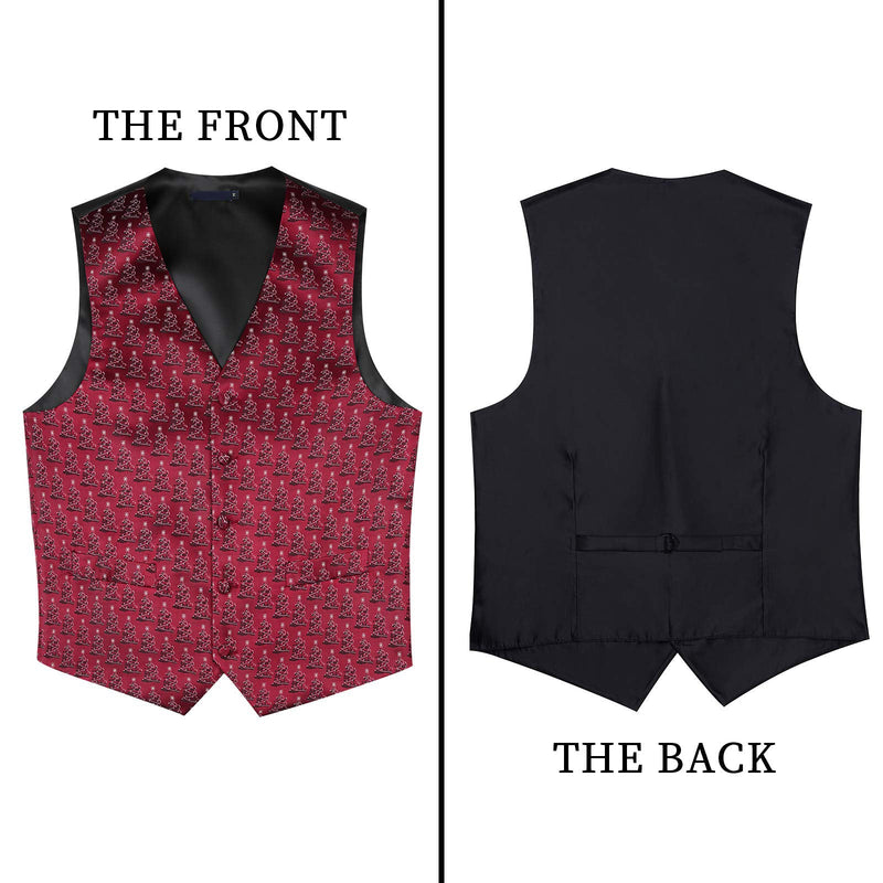 Christmas Suit Vest - BURGUNDY/BLACK