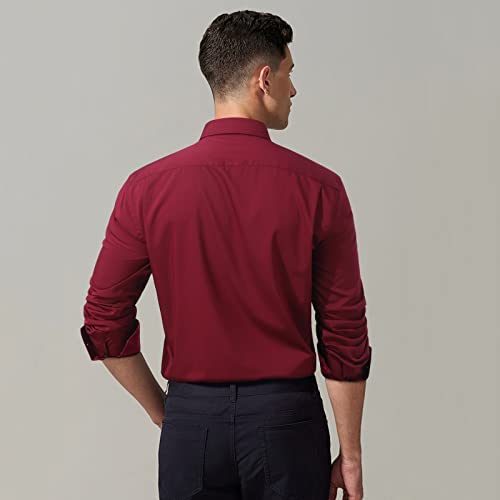 Casual Formal Shirt with Pocket - 09-BURGUNDY / PAISLEY