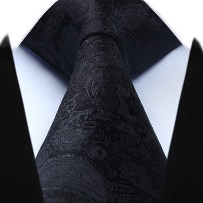 Paisley Tie Handkerchief Set - 02A-BLACK