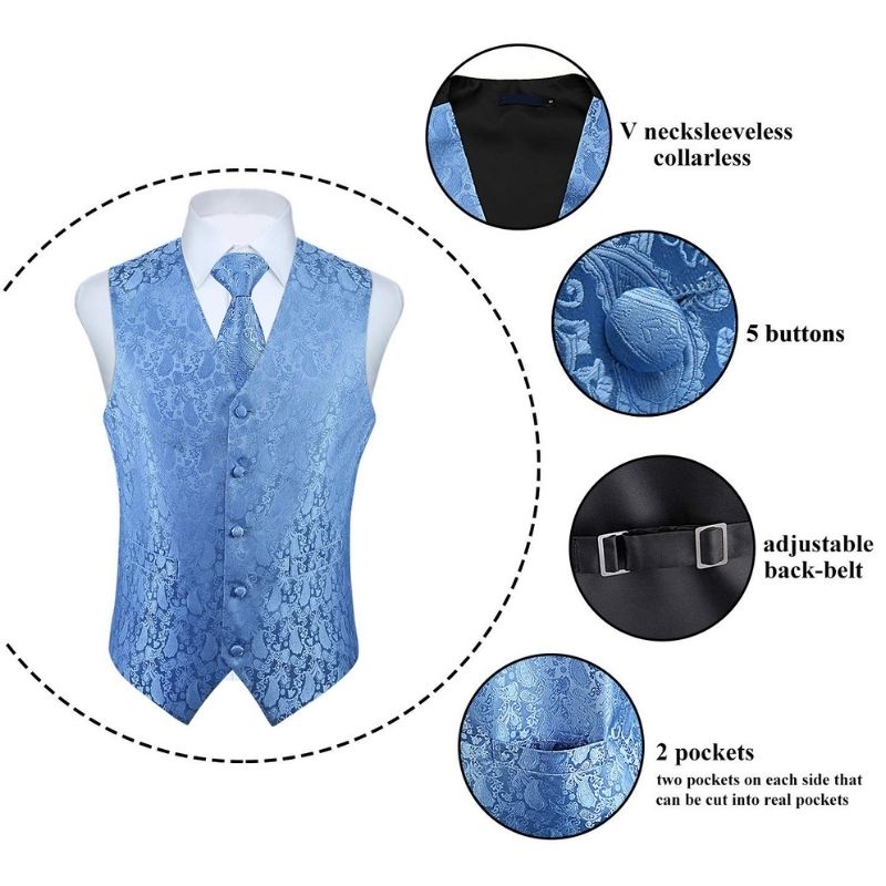 Paisley 3Pc Suit Vest Set D Baby Blue