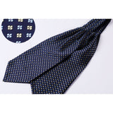 Polka Dot Ascot Cravat Scarf - A-A NAVY BLUE/YELLOW