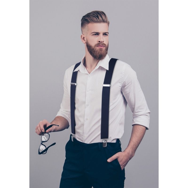 Thick Trouser X Shaped 2 Adjustable Suspender 1 Navy Blue