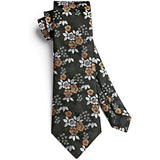 Floral Tie Handkerchief Set - X-ORANGE WHITE