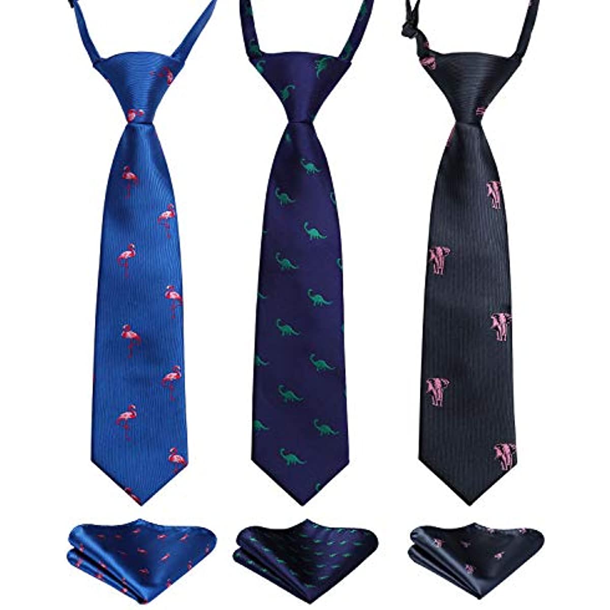 3PCS 13"/15" Boy's Pre-Tied Necktie Handkerchief Set - T3E011