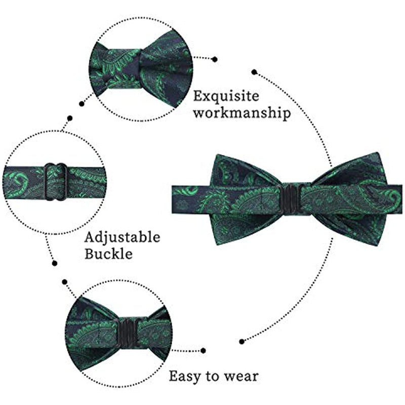 Floral Paisley Pre-Tied Bow Tie for Boy - GREEN/NAVY BLUE