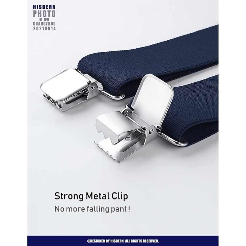 Thick Trouser X Shaped 2 Adjustable Suspender 1 Navy Blue