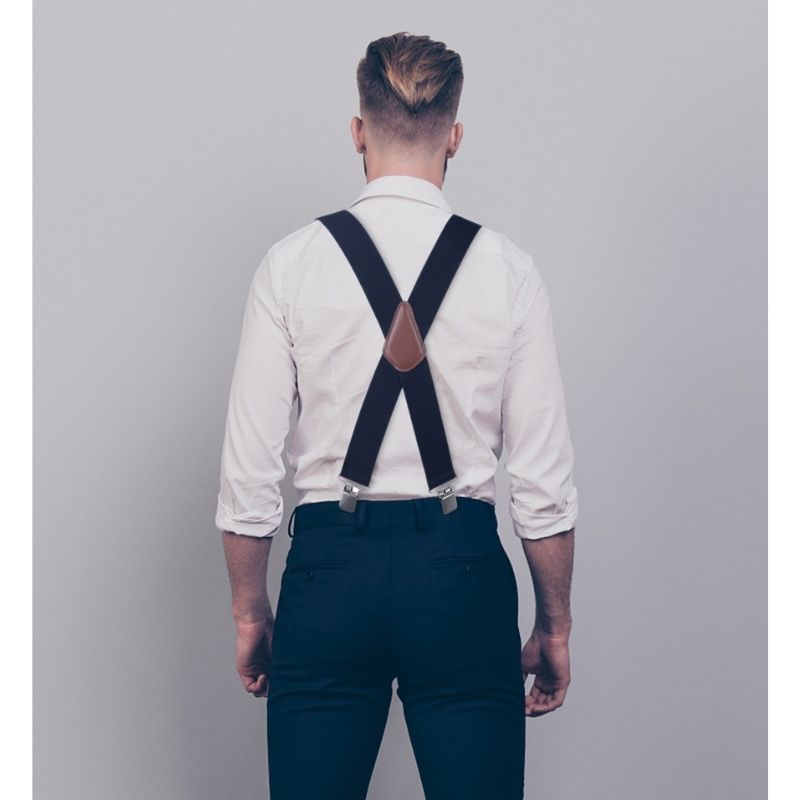 Thick Trouser X Shaped 2 Adjustable Suspender 1 Navy Blue