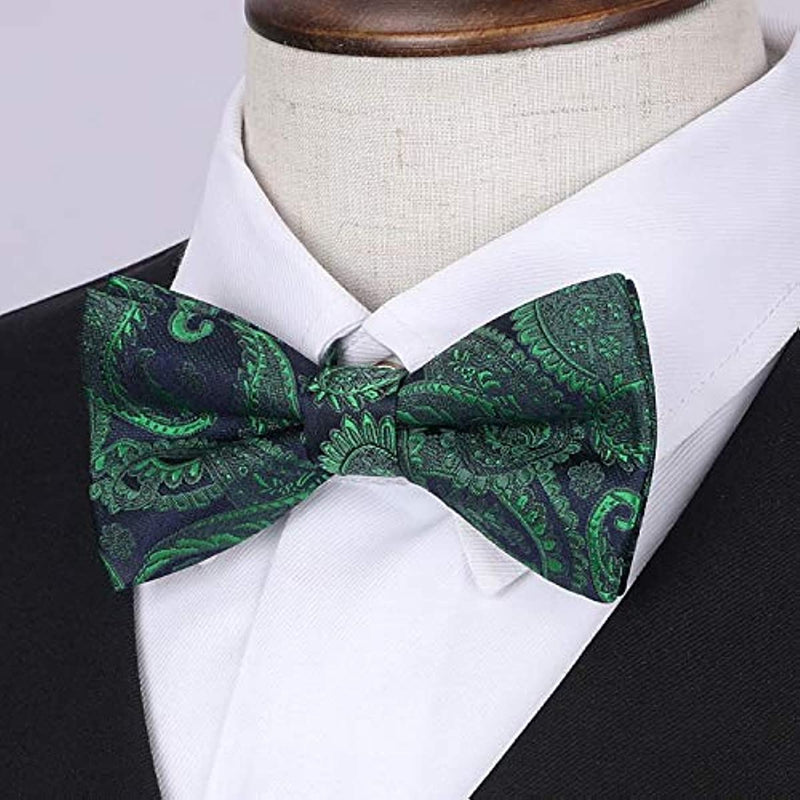 Floral Paisley Pre-Tied Bow Tie for Boy - GREEN/NAVY BLUE