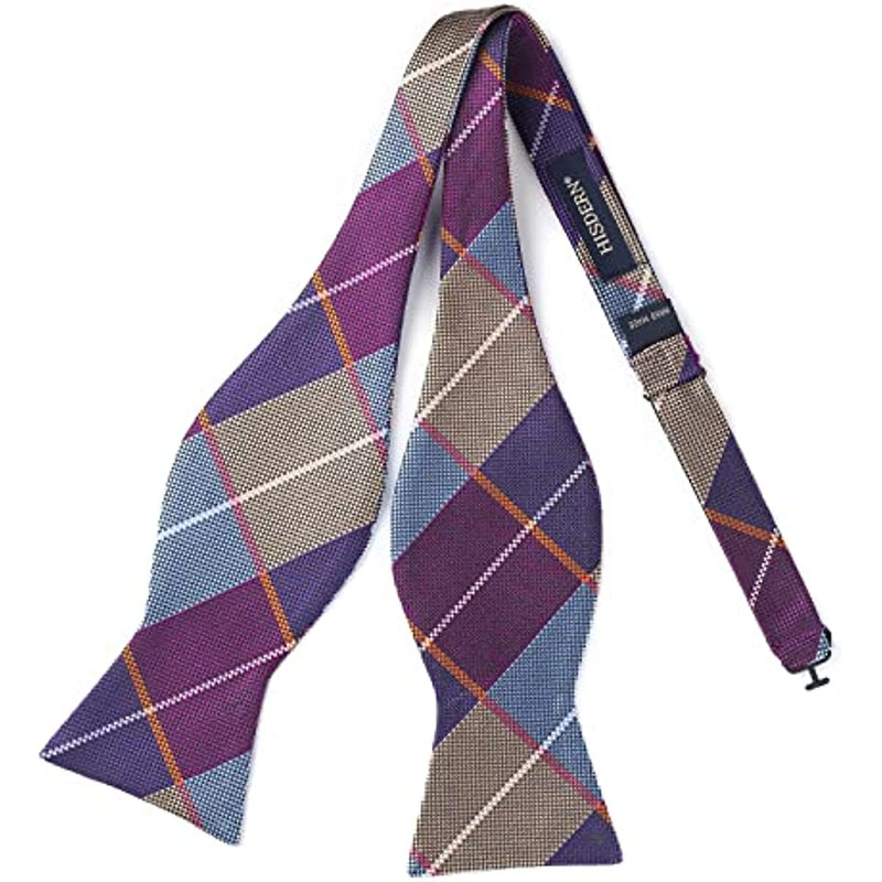 Plaid Suspender Bow Tie Handkerchief - BURGUNDY