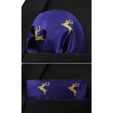 Deer Tie Handkerchief Set - NAVY BLUE/YELLOW