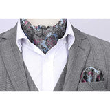 Paisley Ascot Handkerchief Set - A-BLUE PINK FORAL