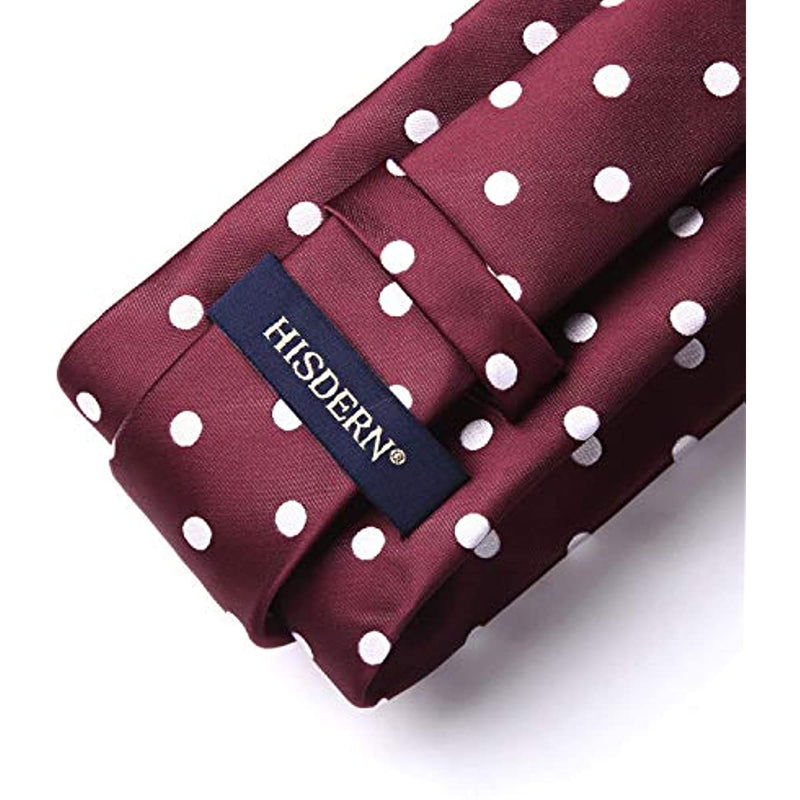 Polka Dot Tie Handkerchief Set - D-BURGUNDY/WHITE