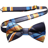 Plaid Pre-Tied Bow Tie - CHECK - BLUE/YELLOW