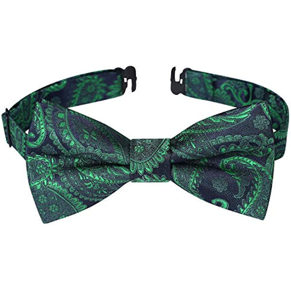 Floral Paisley Pre-Tied Bow Tie for Boy - GREEN/NAVY BLUE