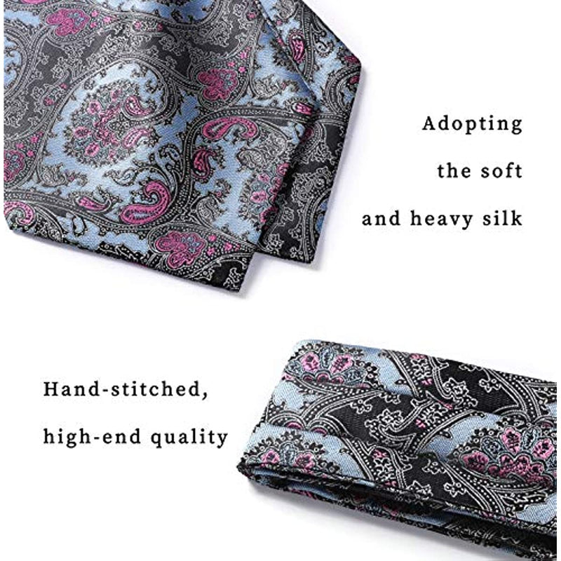 Paisley Ascot Handkerchief Set - A-BLUE PINK FORAL