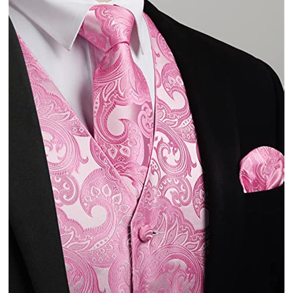 Paisley 4pc Suit Vest Set - PINK