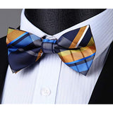 Plaid Pre-Tied Bow Tie - CHECK - BLUE/YELLOW