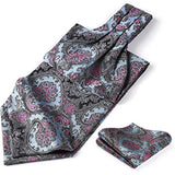 Paisley Ascot Handkerchief Set - A-BLUE PINK FORAL