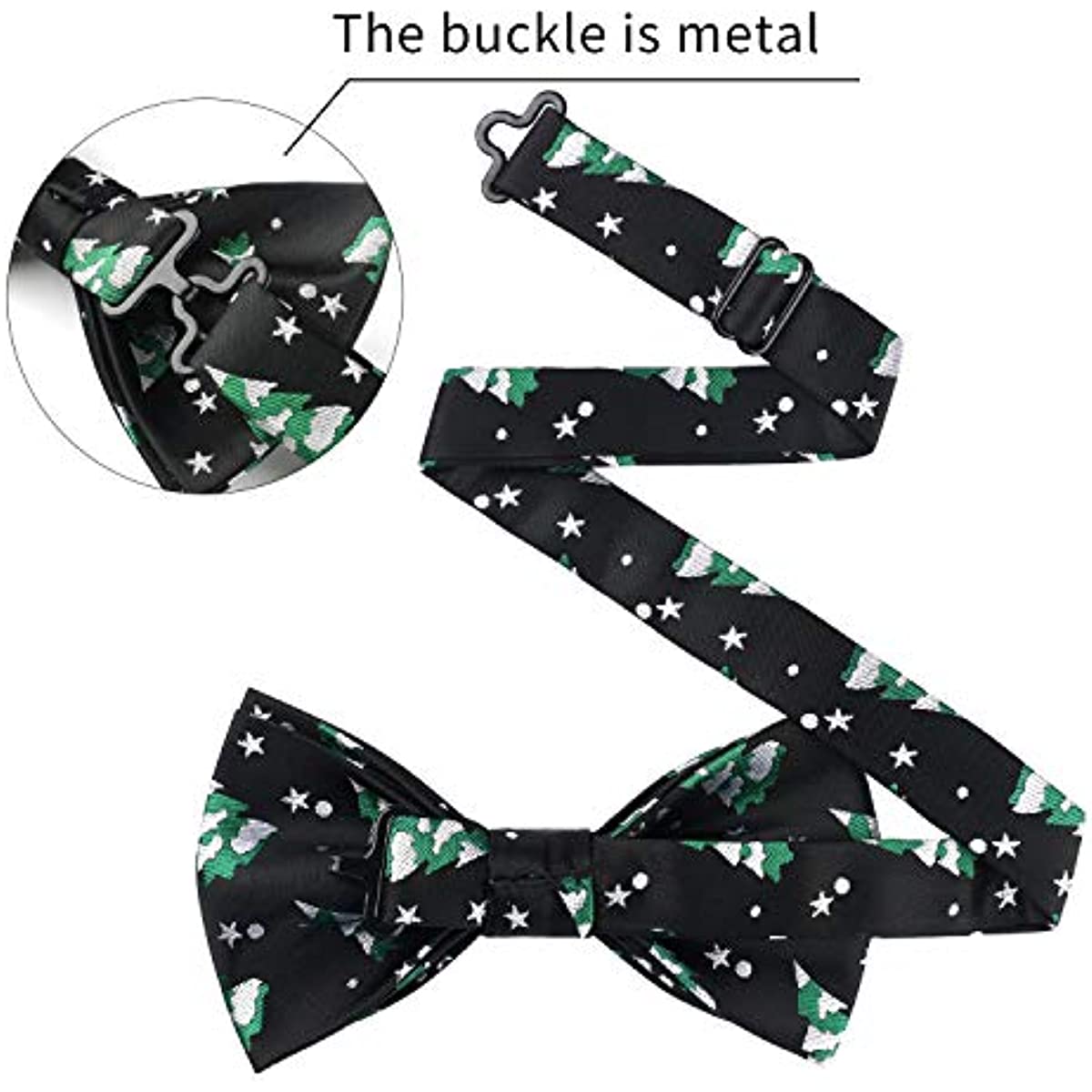 Christmas Suspender Pre-Tied Bow Tie Handkerchief - 09-GREEN/BLACK