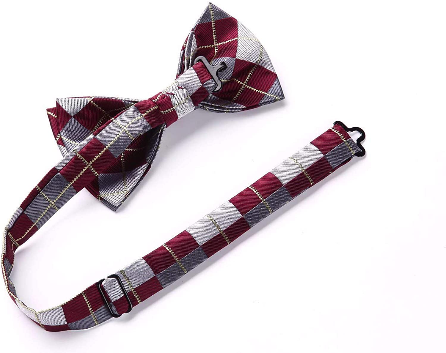 Plaid Suspender Pre Tied Bow Tie Handkerchief B11 Red