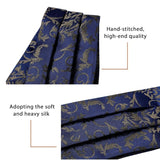 Floral Paisley Ascot Cravat Scarf Navy Blue Tan