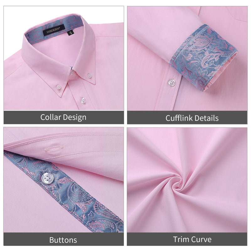 Casual Formal Shirt with Pocket - PINK PURPLE