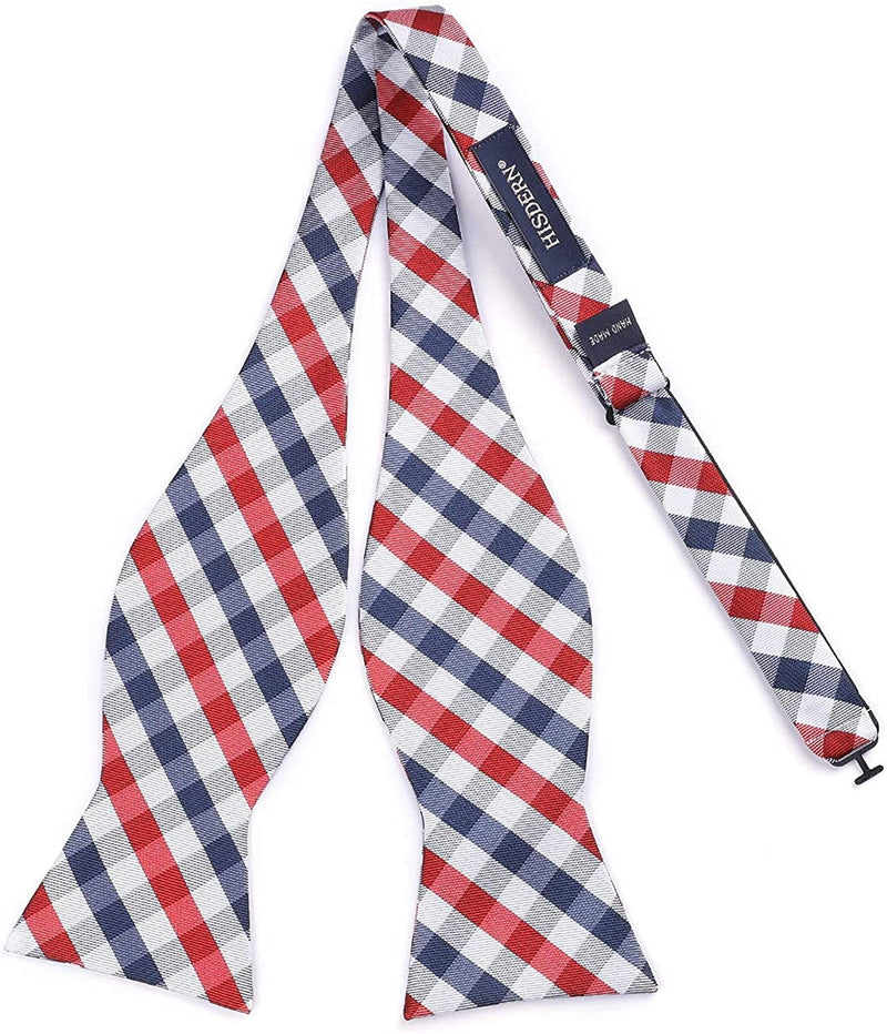 Plaid Suspender Bow Tie Handkerchief Red White Blue