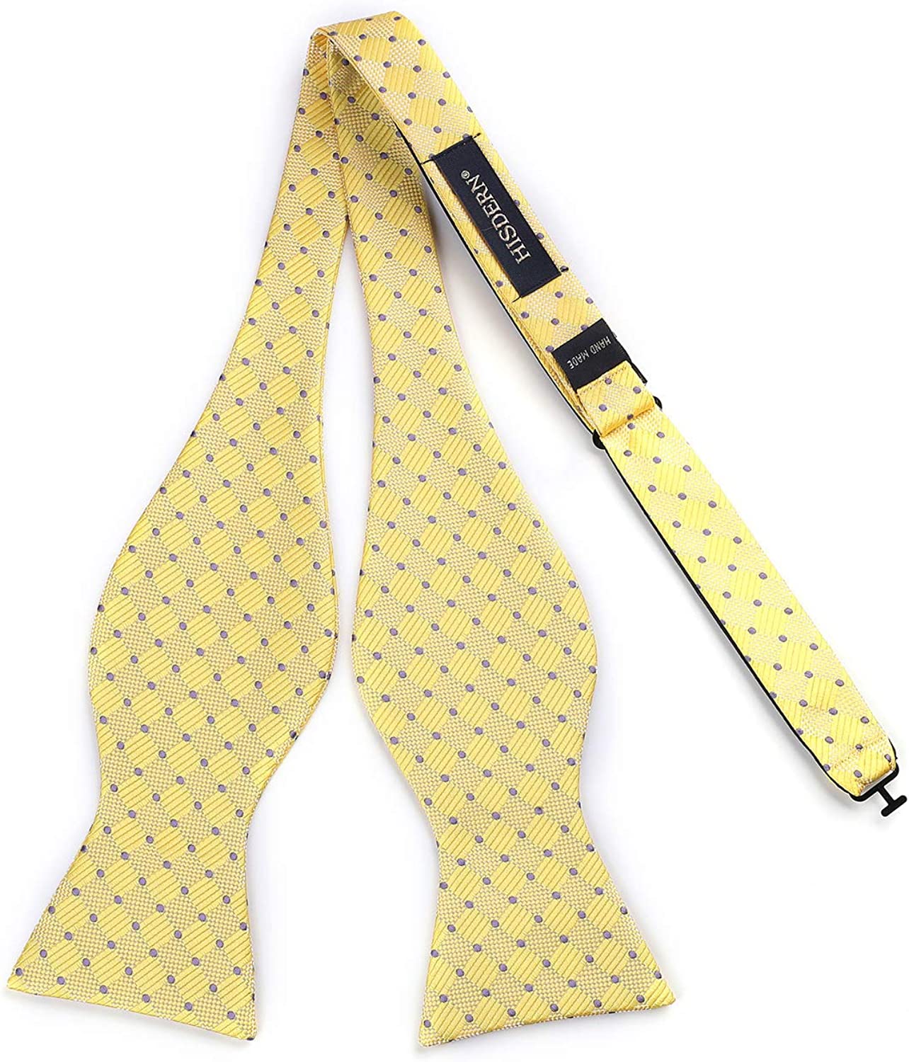 Plaid Suspender Bow Tie Handkerchief Yellow Purple Dot