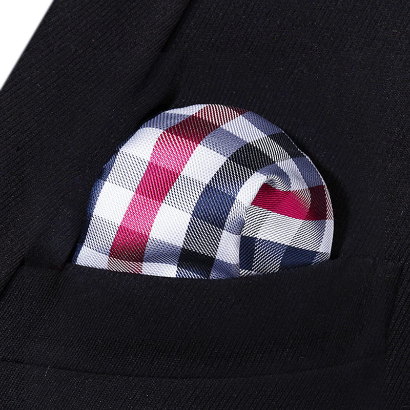 Plaid Suspender Bow Tie Handkerchief Red White Blue