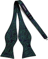 Floral Paisley Suspender Pre Tied Bow Tie Handkerchief 9 Green Navy Blue 02