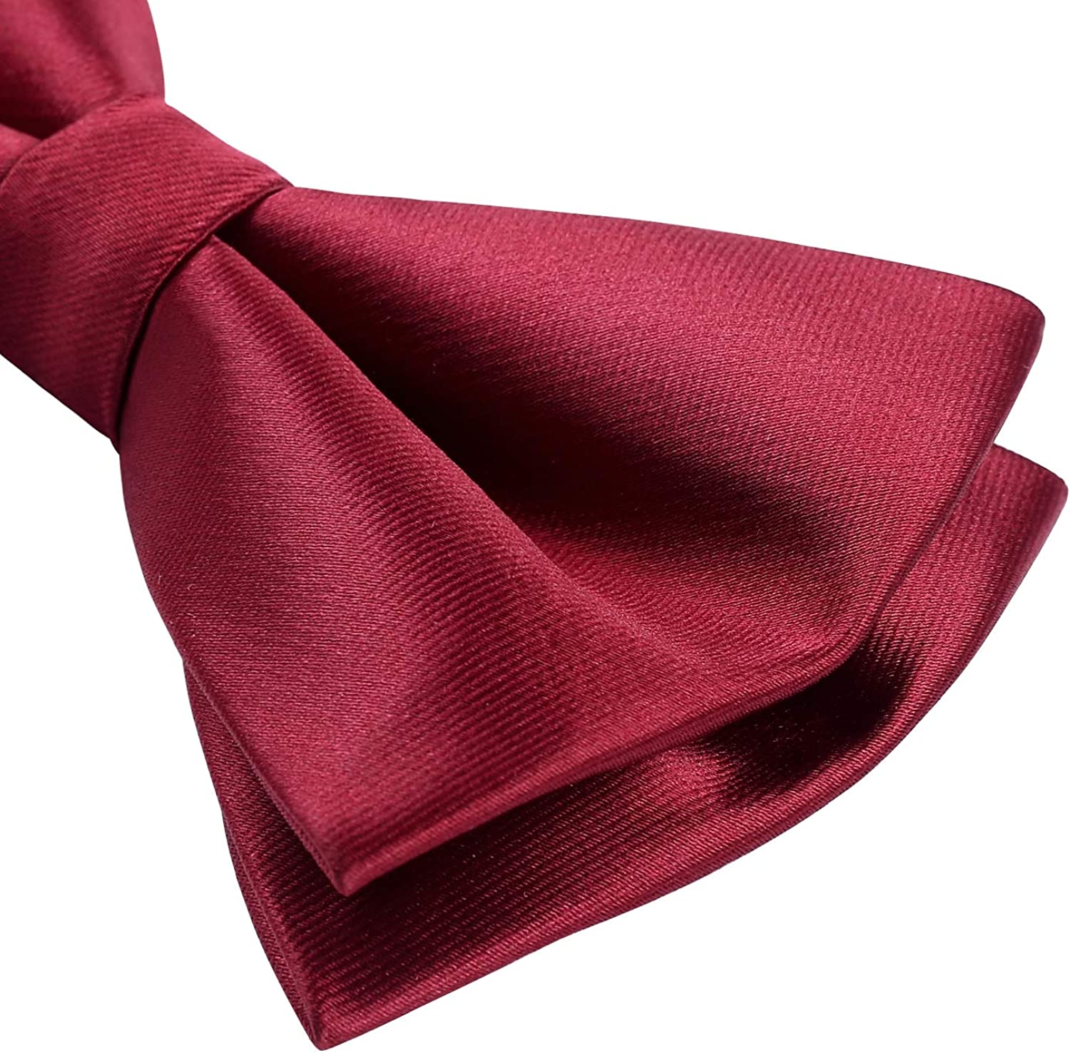 Solid Pre-Tied Bow Tie & Pocket Square - U-BURGUNDY 1