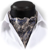 Paisley Ascot Cravat Scarf A Navy Beige