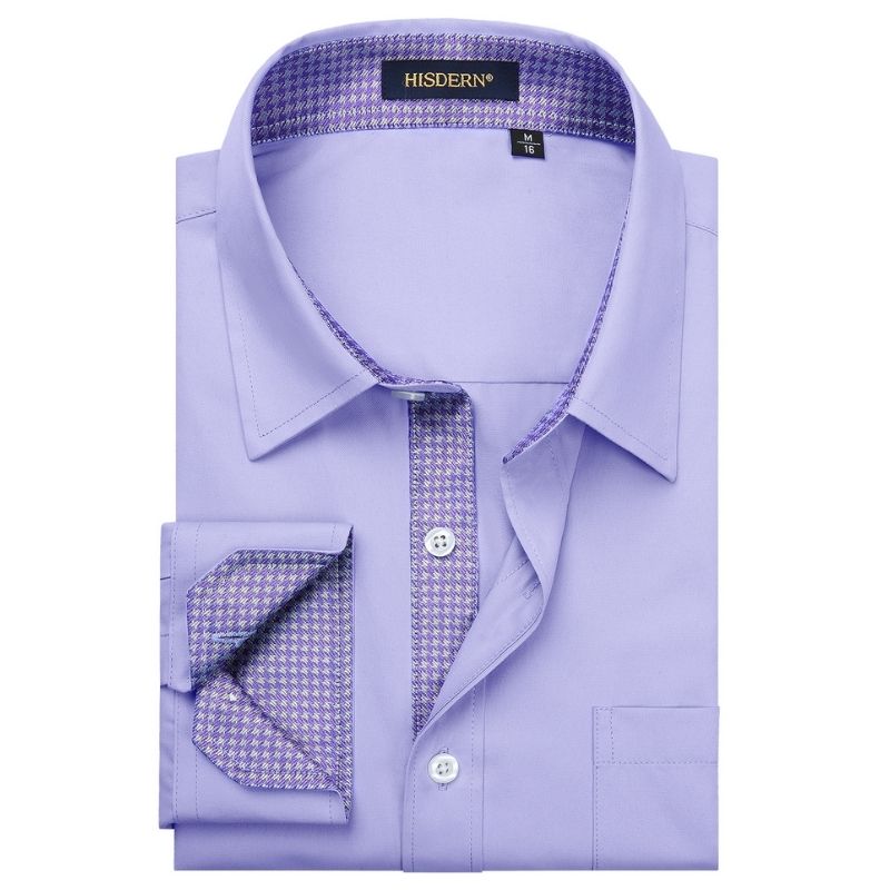 Casual Formal Shirt with Pocket - 15-PURPLE