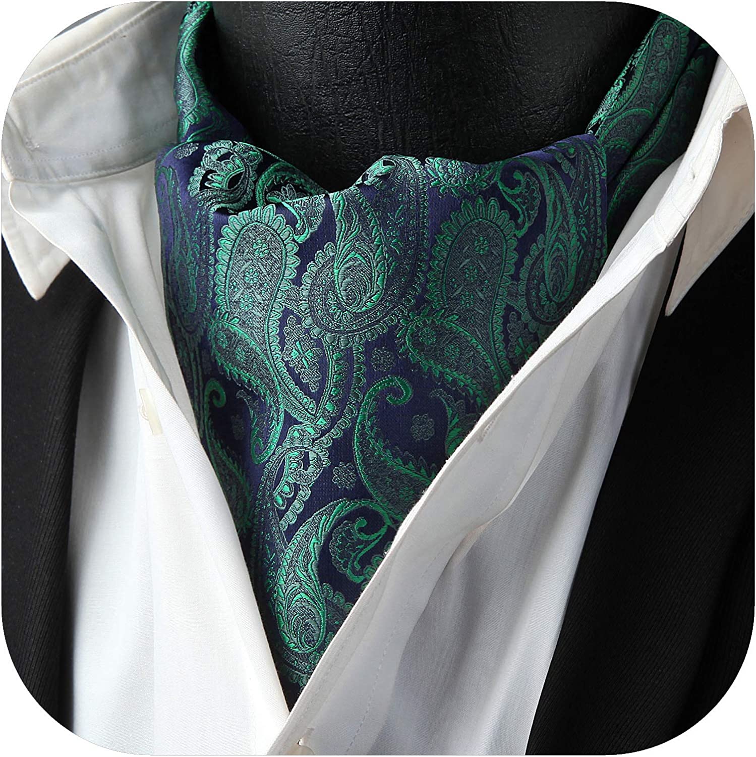 Floral Paisley Ascot Cravat Scarf Green 4