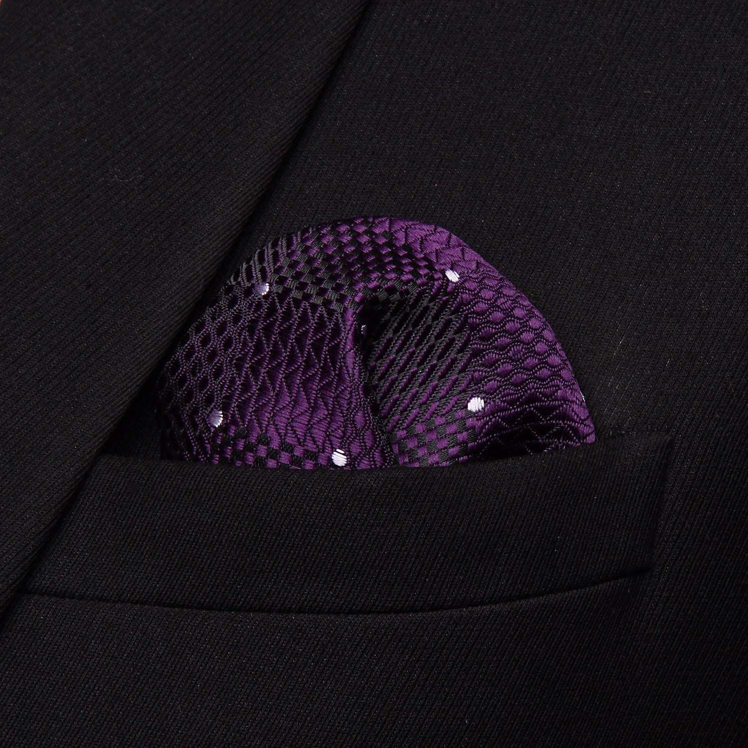 Plaid Dot Suspender Pre Tied Bow Tie Handkerchief 1 Black