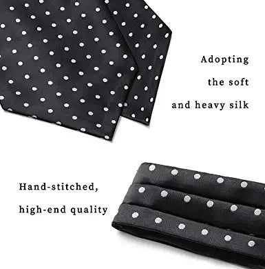 Dot Y Ascot Cravat Scarf B Black Polka Dot