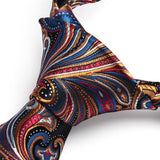 Paisley Floral Tie Handkerchief Set - ORANGE/NAVY BLUE