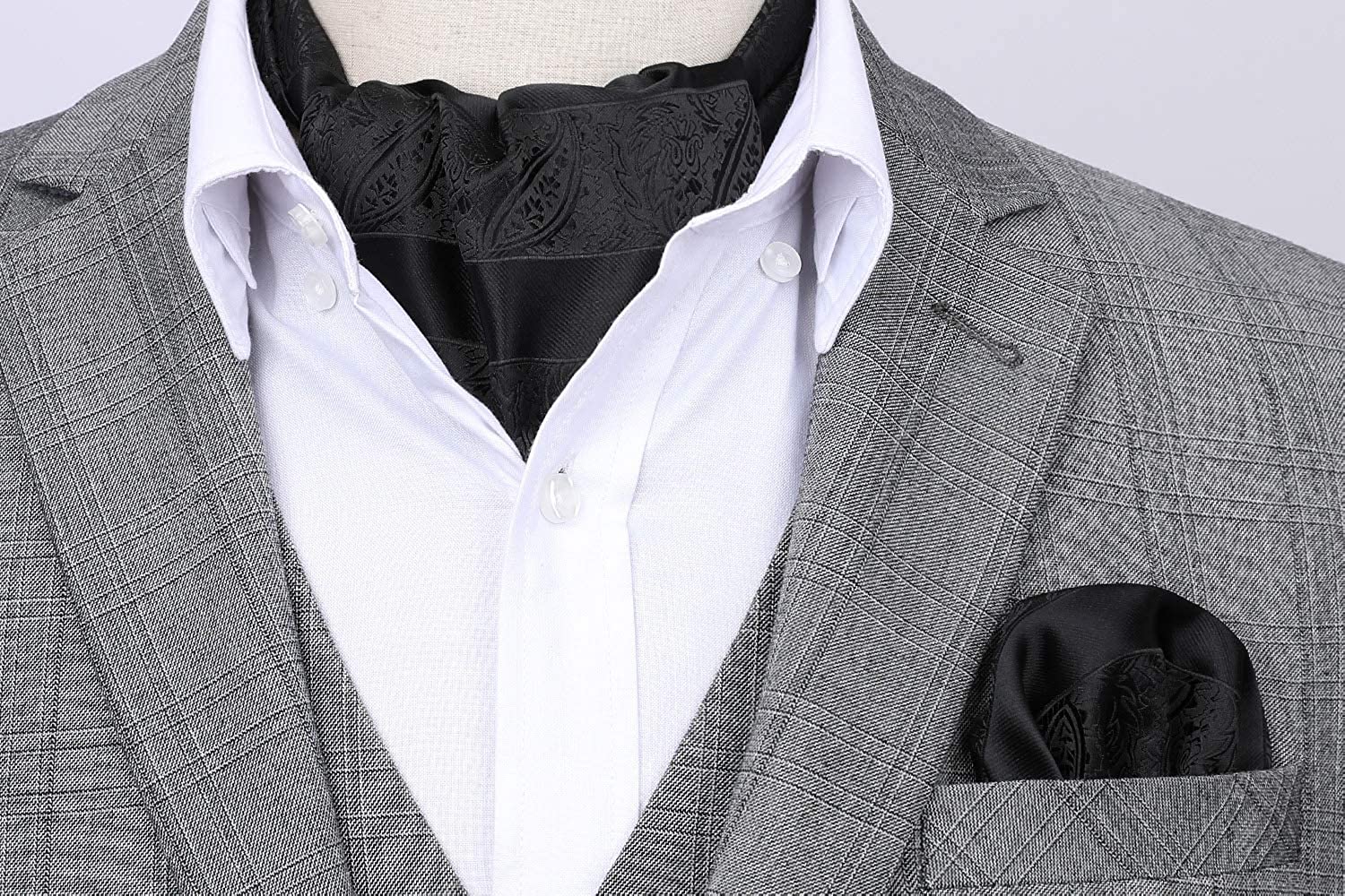 Floral Paisley Ascot Cravat Scarf A Black