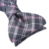 Plaid Bow Tie & Pocket Square Sets - D-PINK/GRAY