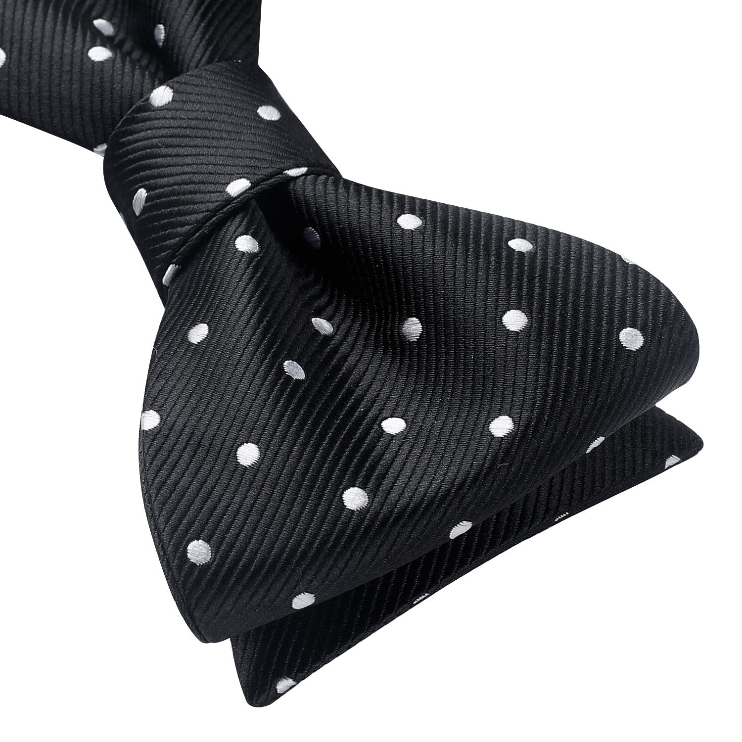 Polka Dots Bow Tie & Pocket Square - B-BLACK/SILVER