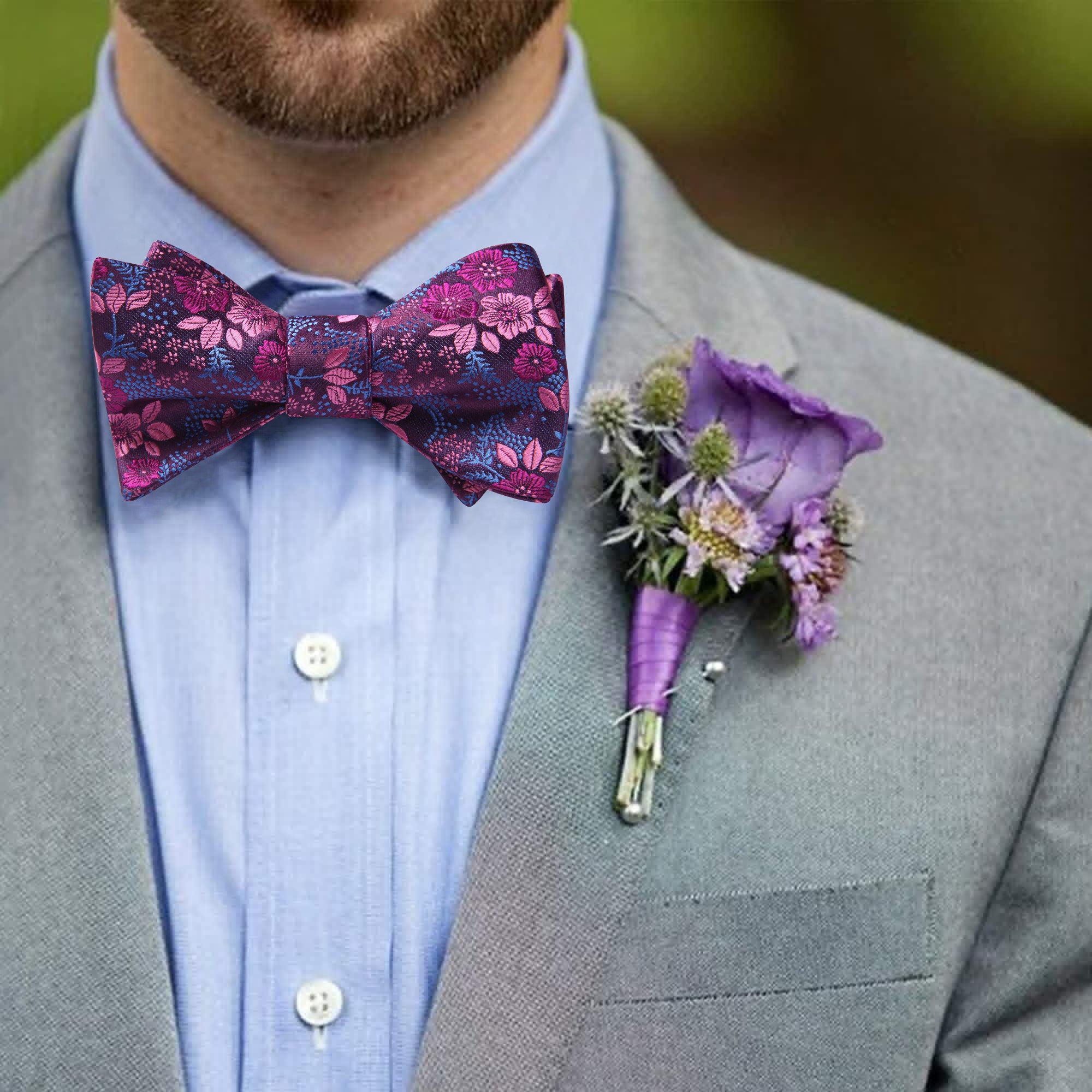 Floral Bow Tie - B-FUSCHIA
