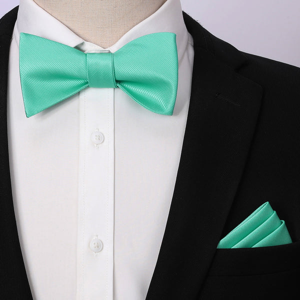 Solid Bow Tie & Pocket Square - E1-AQUA