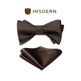 Solid Bow Tie & Pocket Square - H1-BROWN