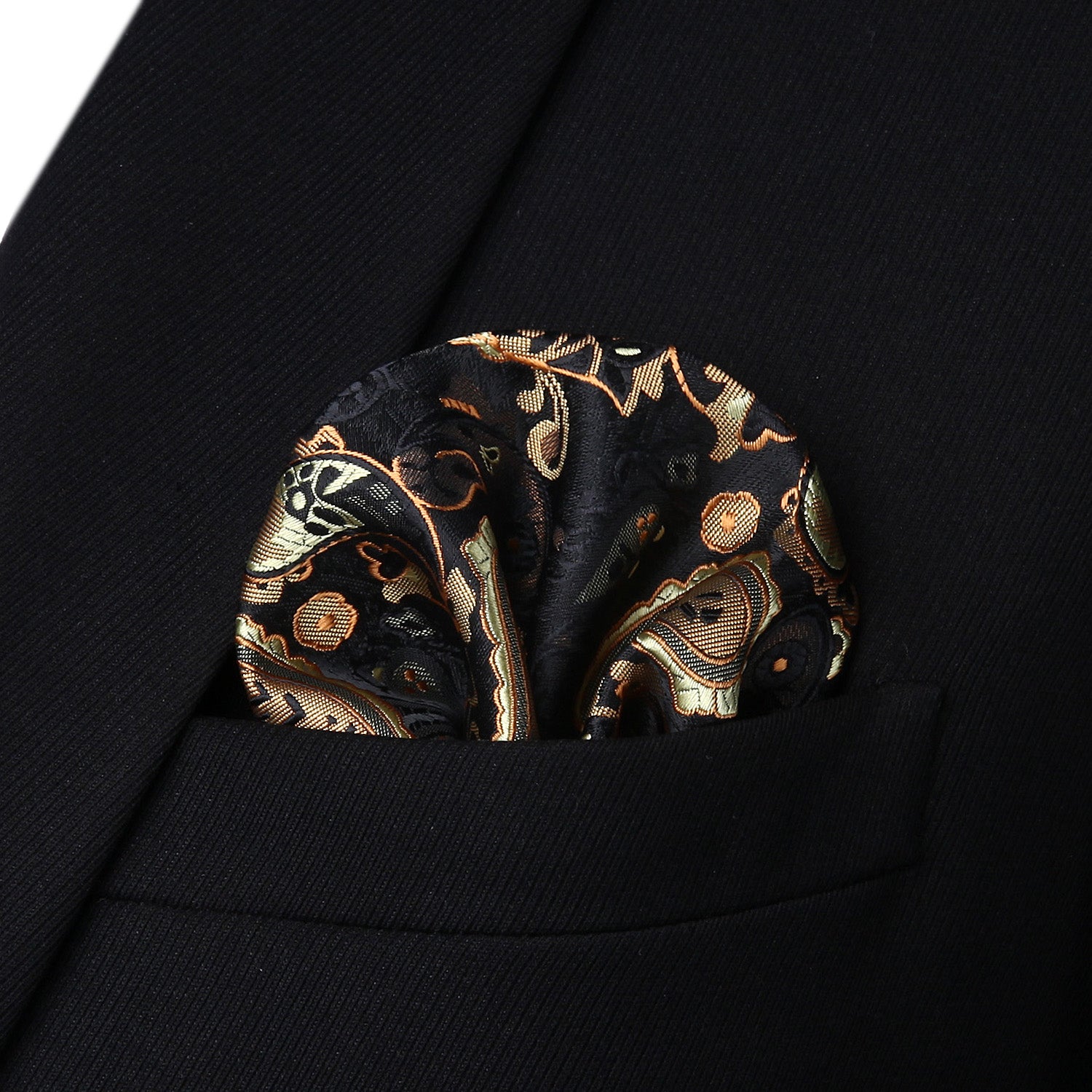 Paisley Bow Tie & Pocket Square - A-GOLD/BLACK