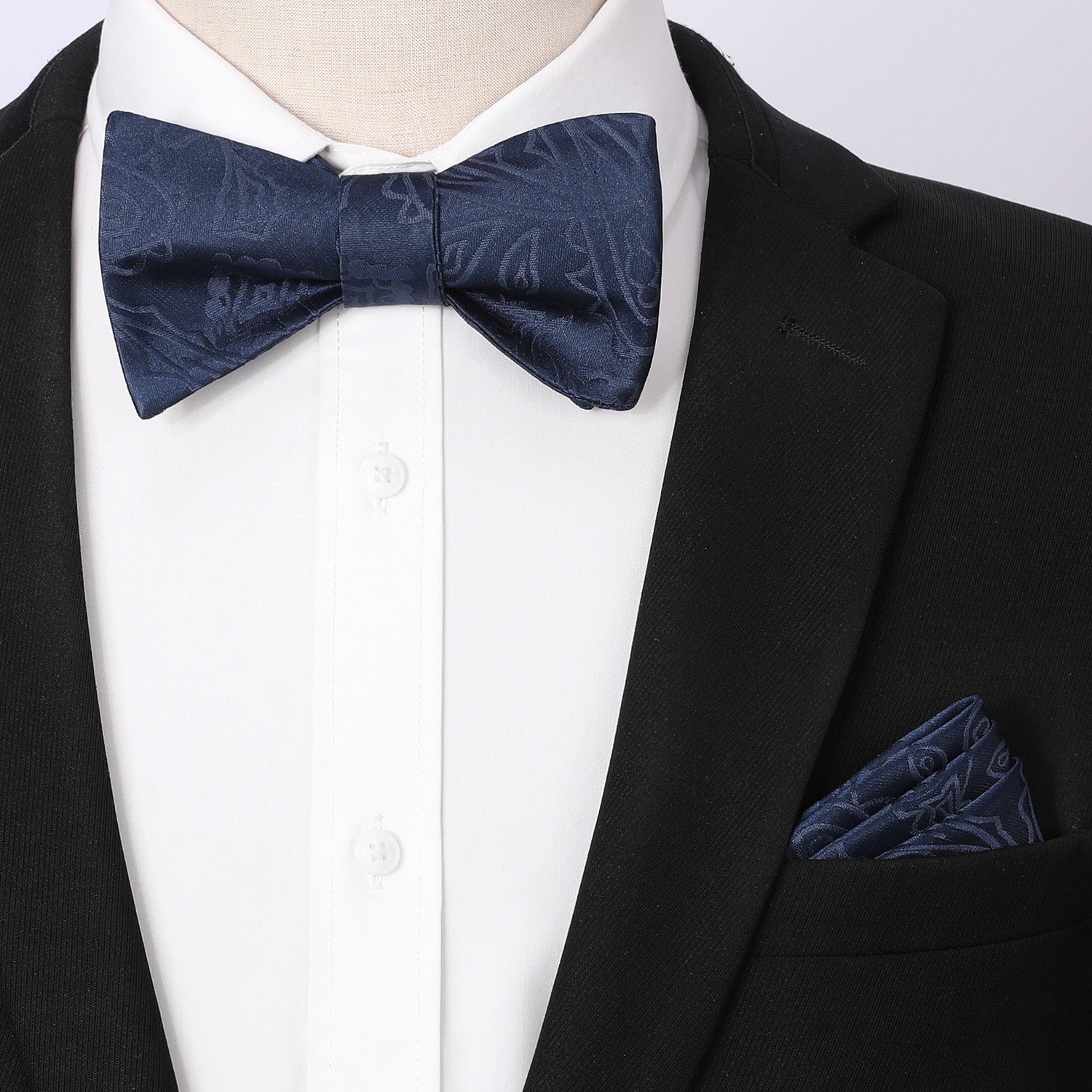 Paisley Bow Tie & Pocket Square - 2-NAVY BLUE