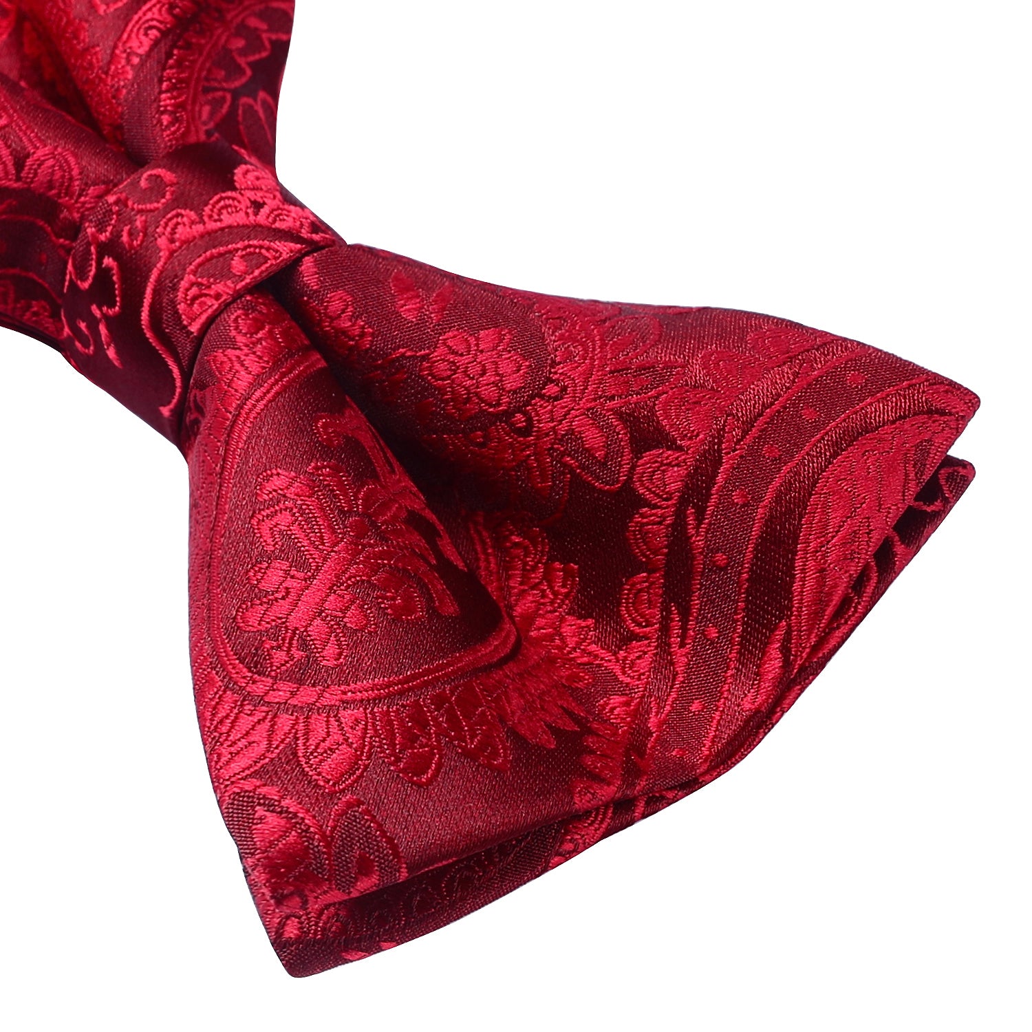 Paisley Pre-Tied Bow Tie & Pocket Square - RED