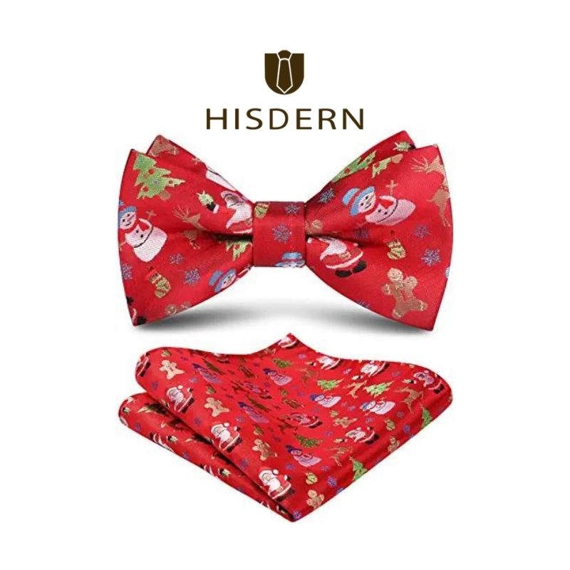 Christmas Bow Tie Pocket Square 03 Red Green