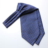 Polka Dot Ascot Cravat Scarf - A-A NAVY BLUE/YELLOW