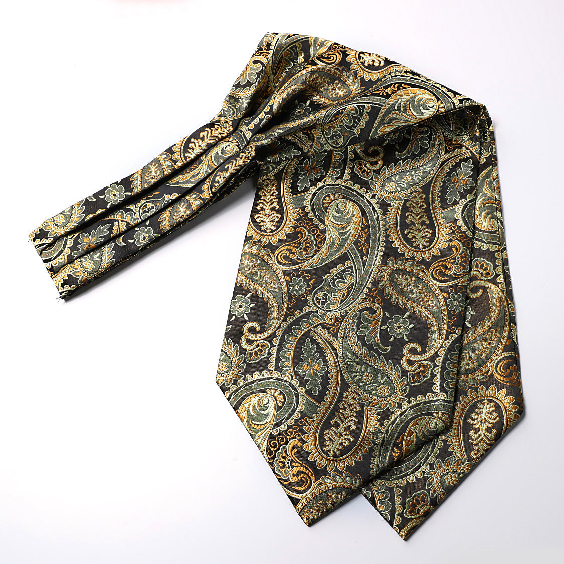 Floral Paisley Ascot Cravat Scarf - A-02 GOLD PAISELY