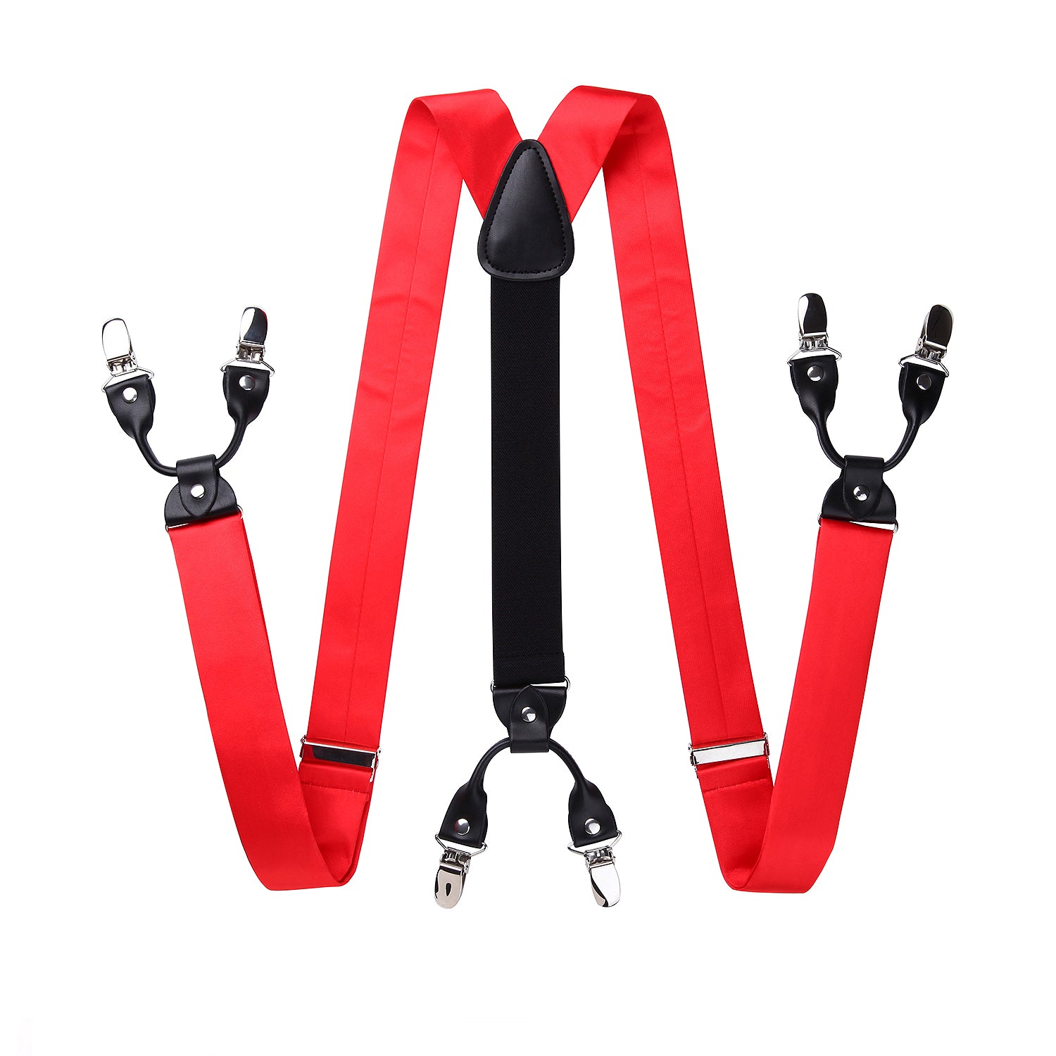 Solid Suspender Pre Tied Bow Tie Handkerchief A9 Red